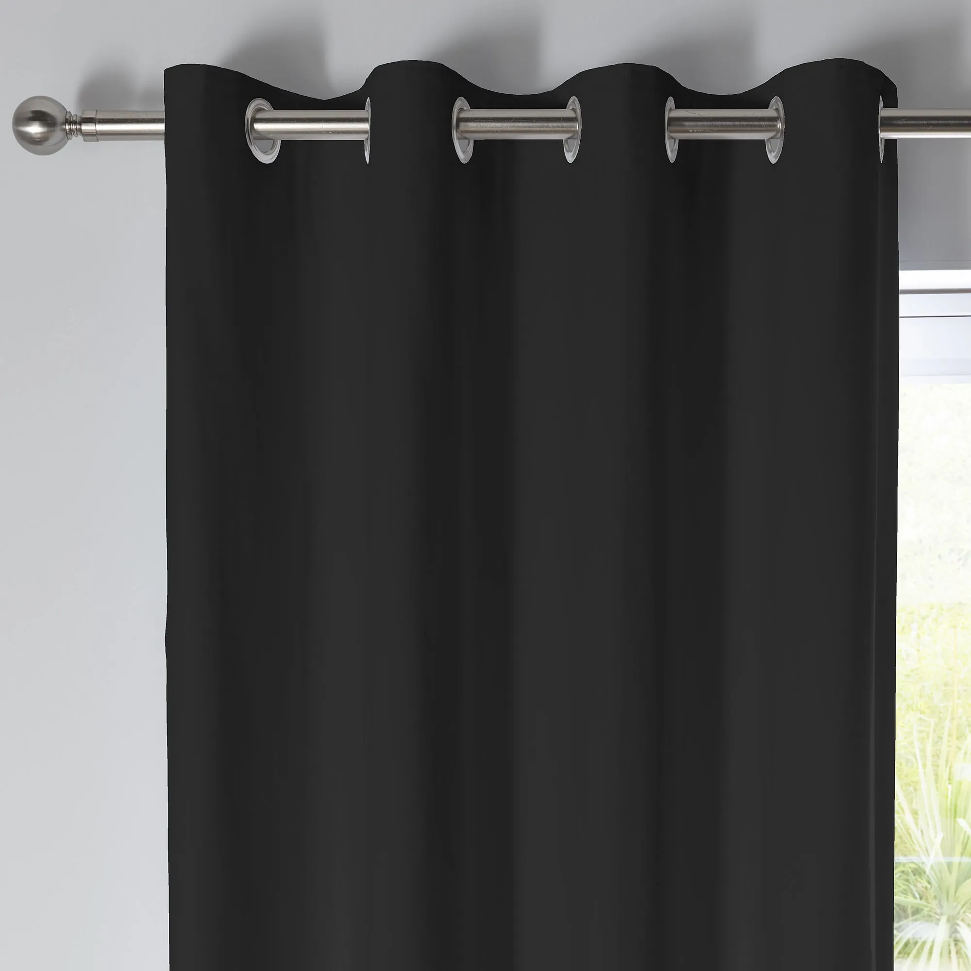 Fusion Sorbonne Eyelet Curtains  - Black