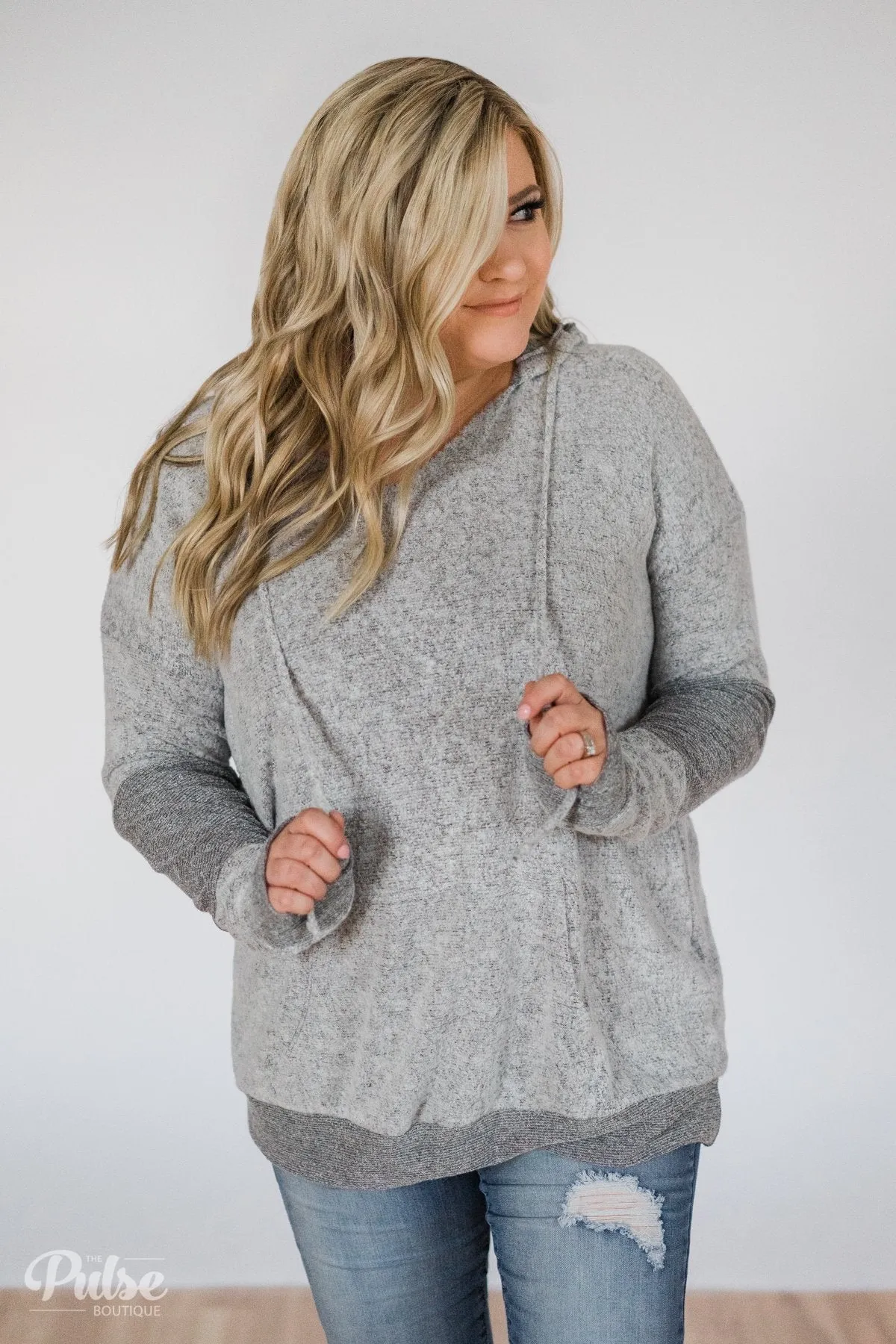 Fuzzy Favorite Hoodie- Heather Grey