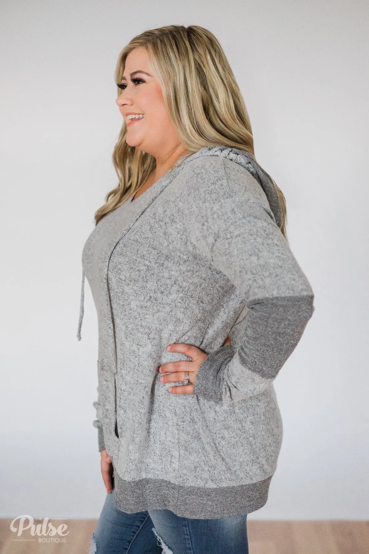 Fuzzy Favorite Hoodie- Heather Grey