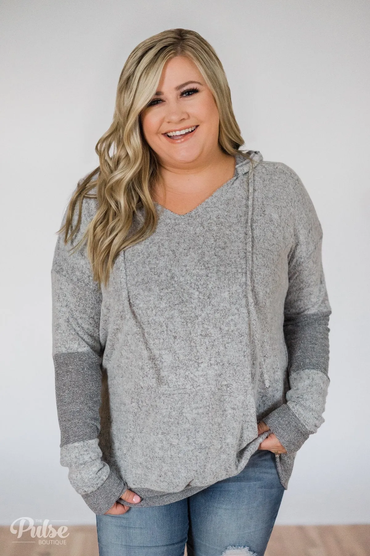 Fuzzy Favorite Hoodie- Heather Grey