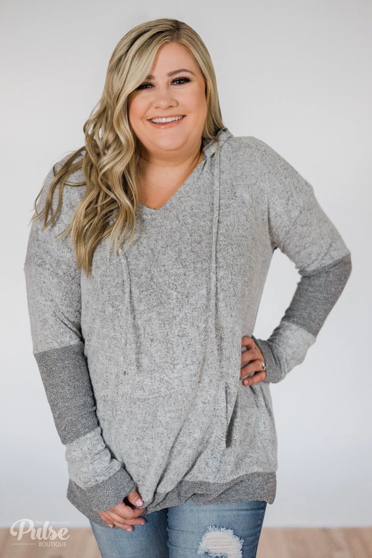 Fuzzy Favorite Hoodie- Heather Grey