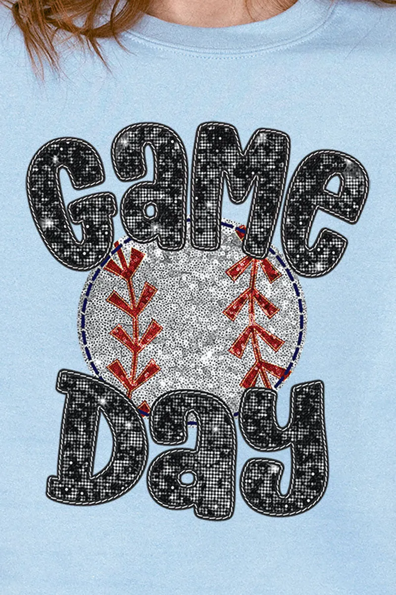 Game Day Baseball Faux Sequin Transfer Unisex NuBlend Crew Sweatshirt
