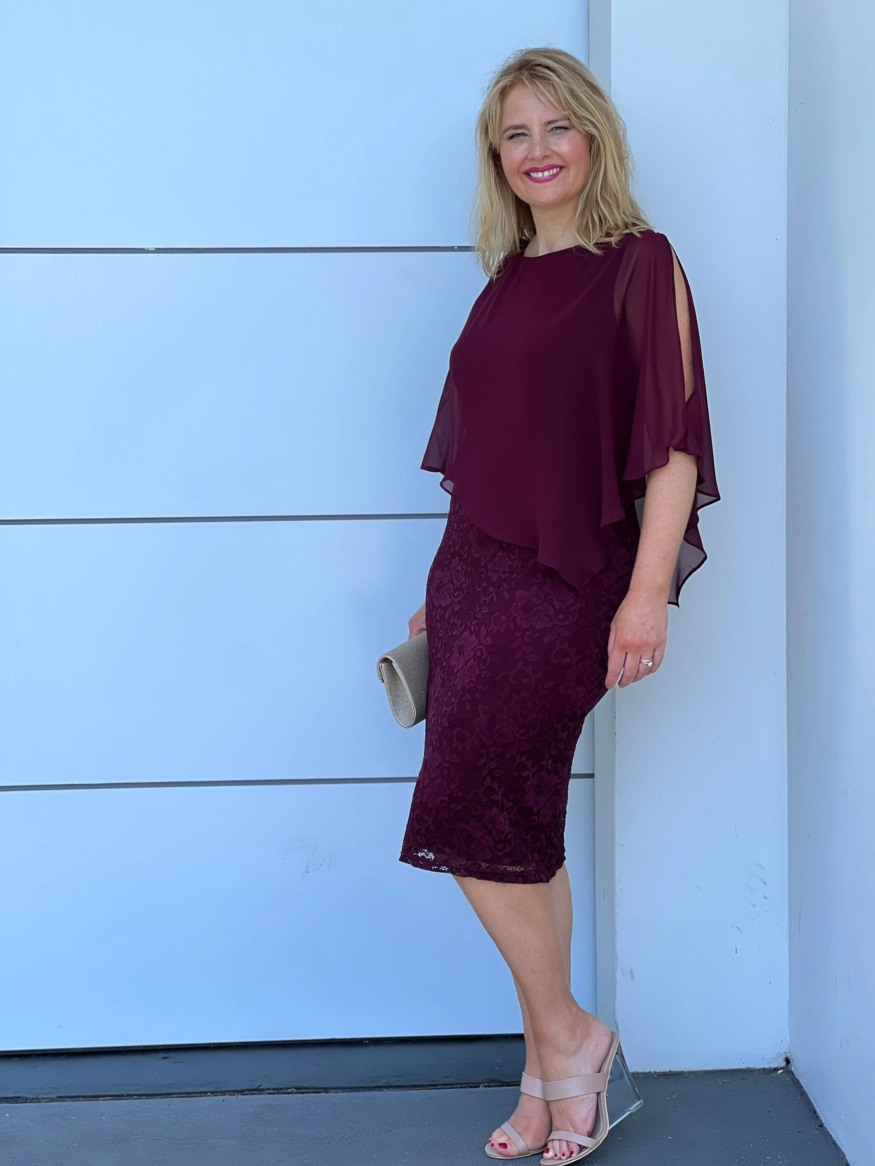 Geraldine Burgundy Lace Dress