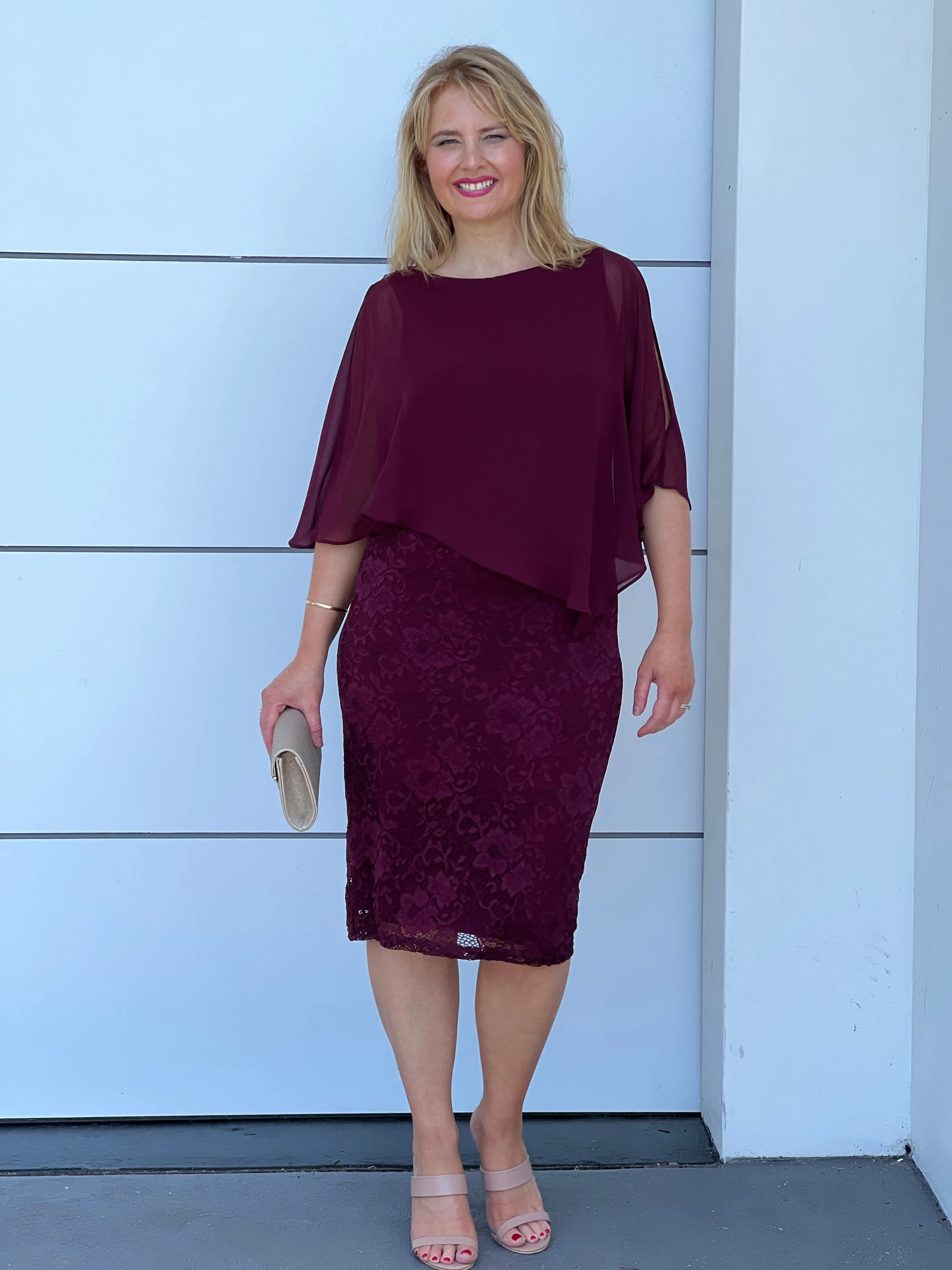 Geraldine Burgundy Lace Dress