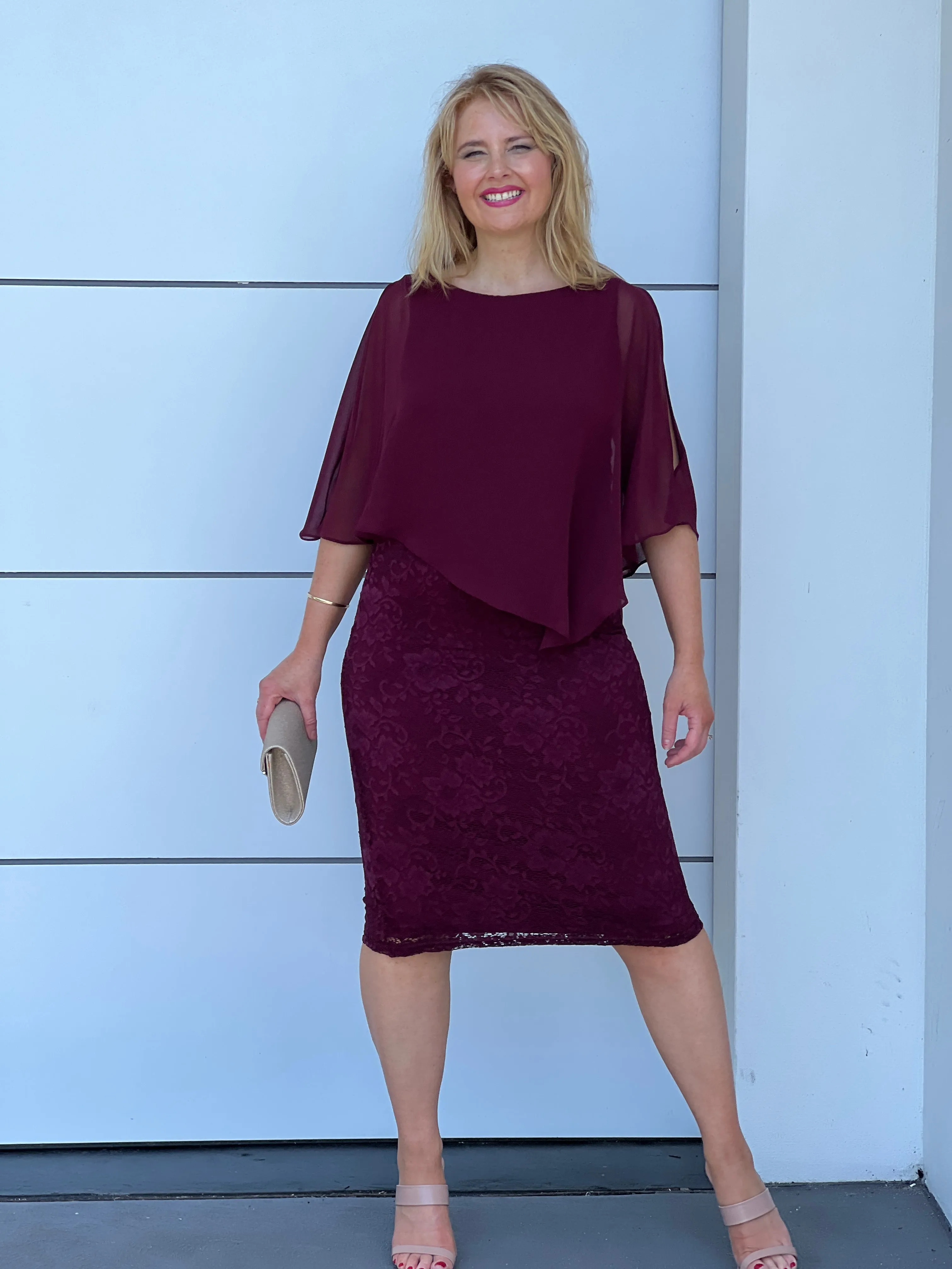 Geraldine Burgundy Lace Dress