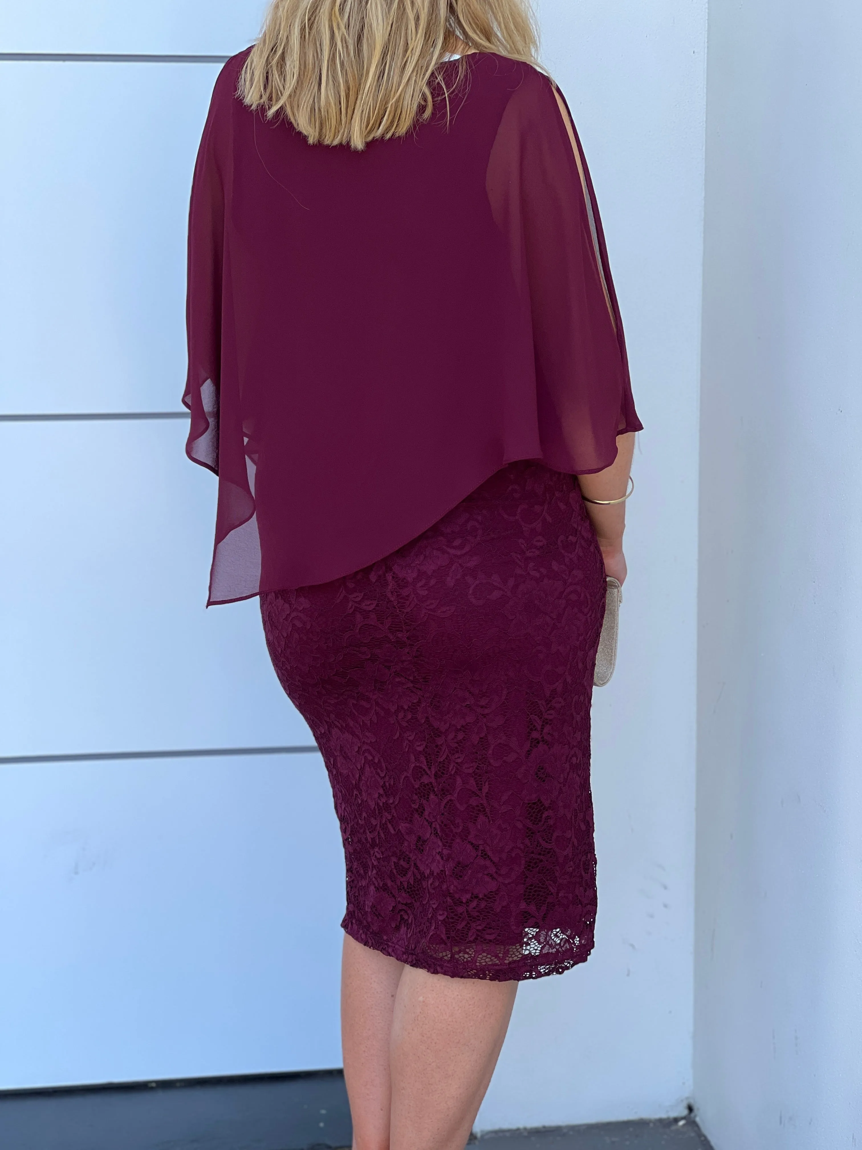 Geraldine Burgundy Lace Dress