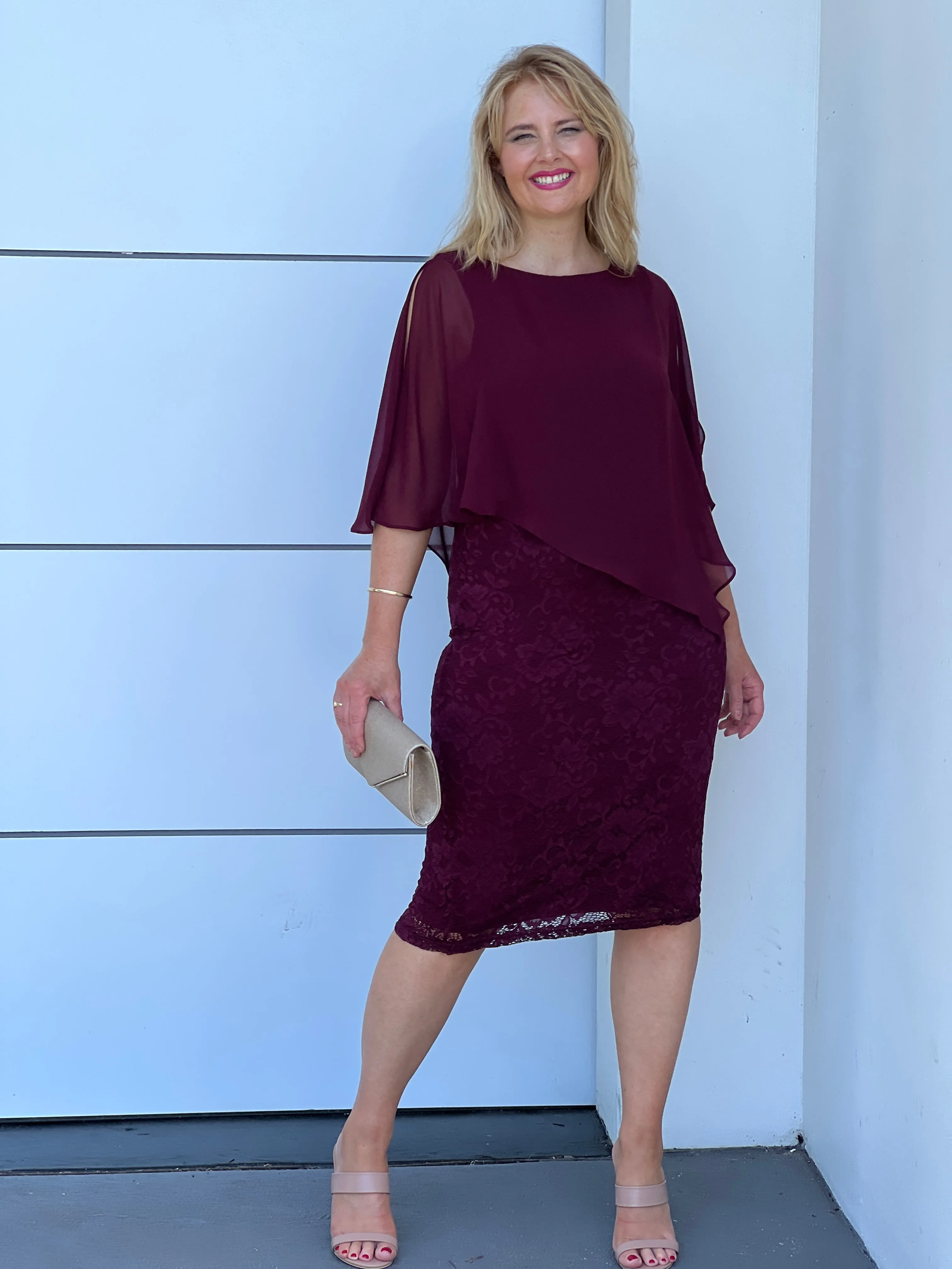 Geraldine Burgundy Lace Dress