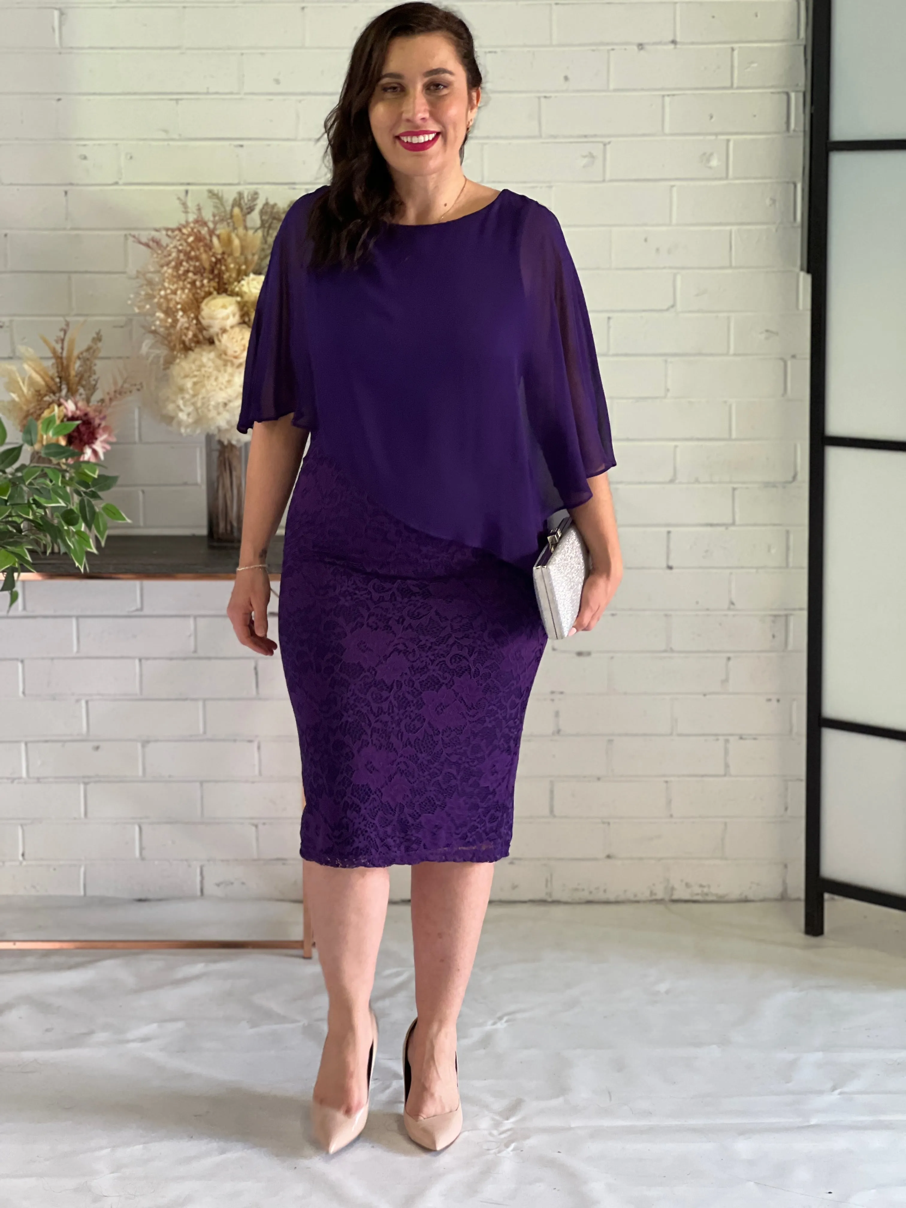 Geraldine Purple Lace Dress