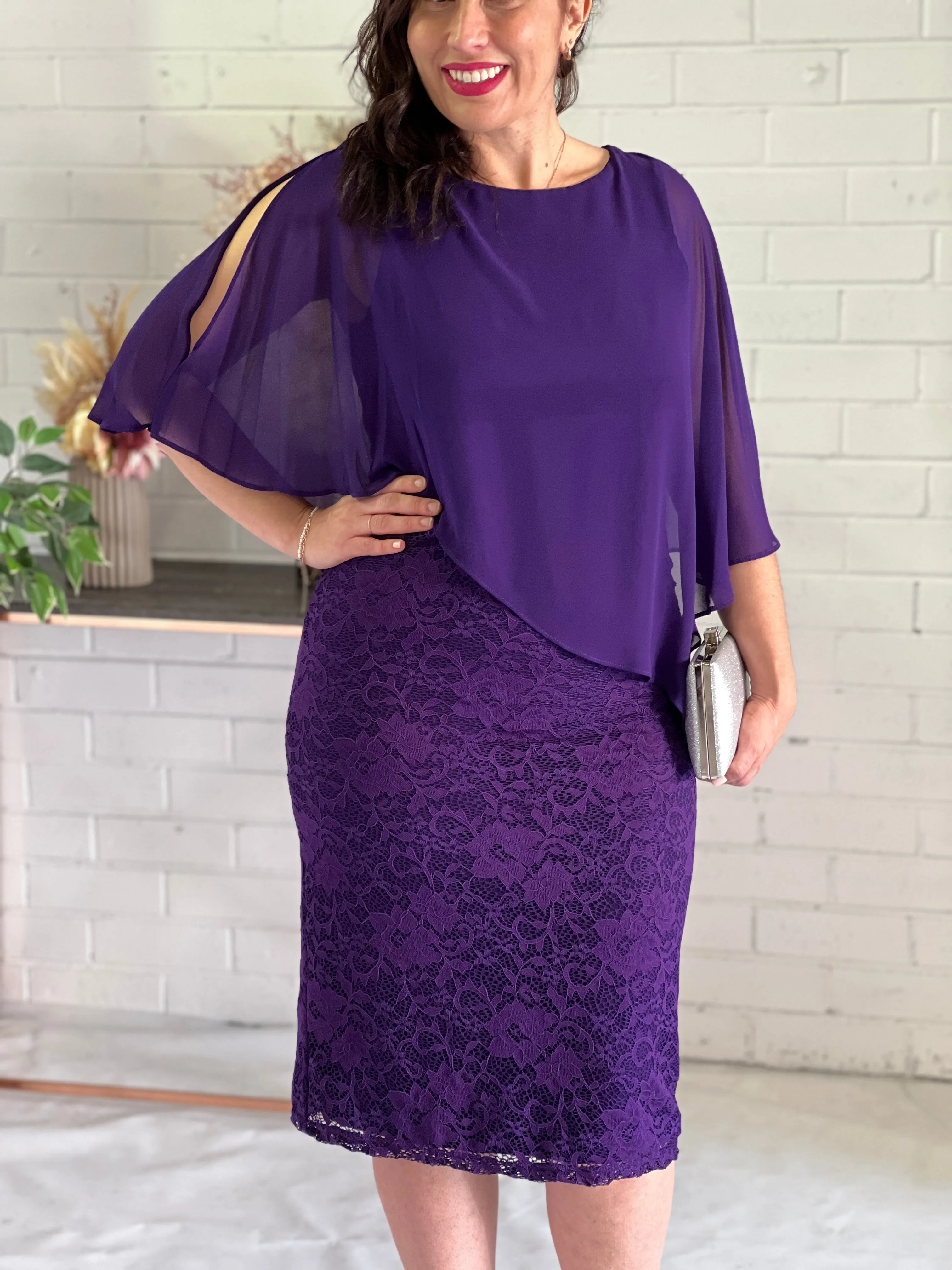 Geraldine Purple Lace Dress
