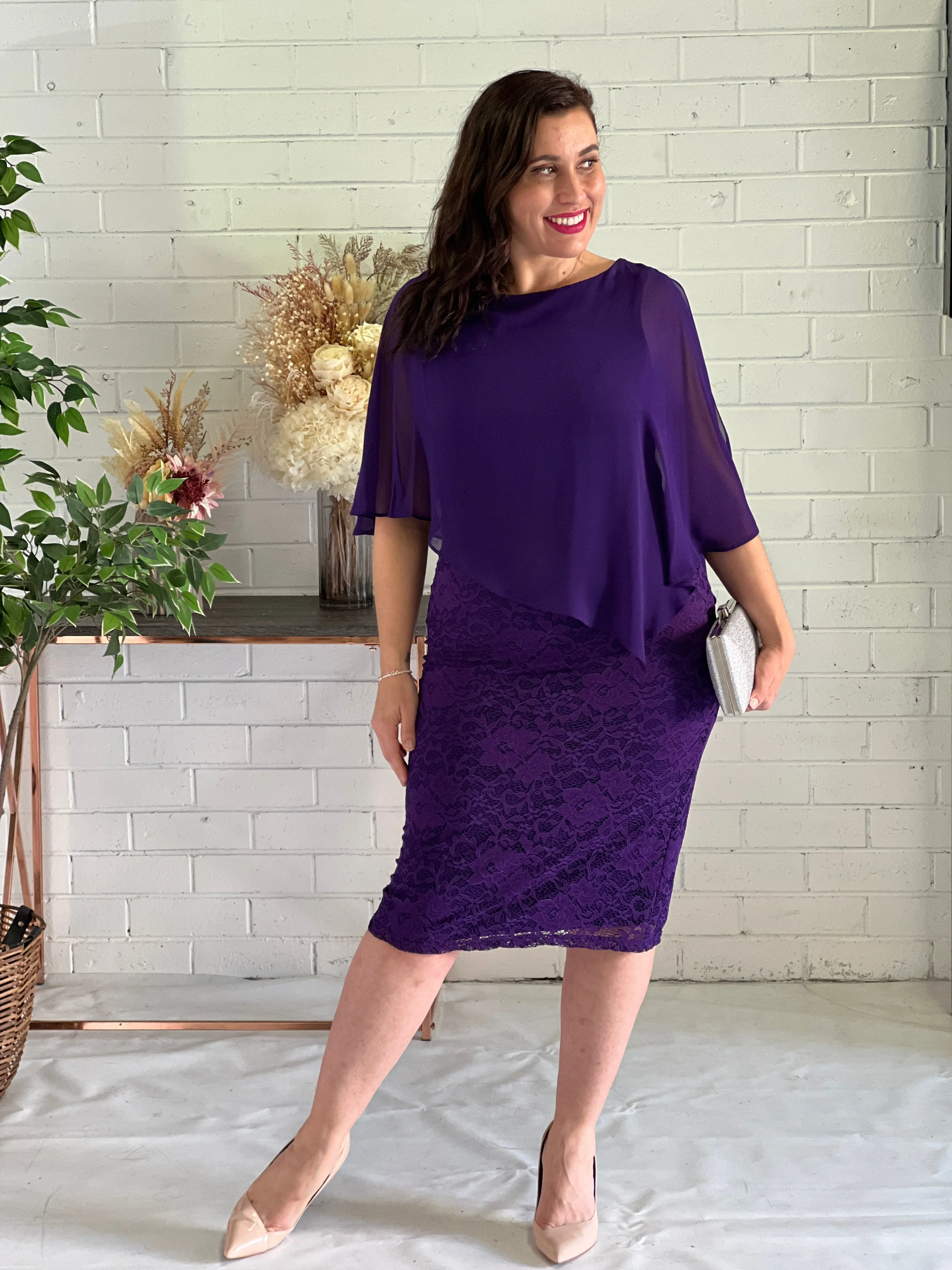 Geraldine Purple Lace Dress