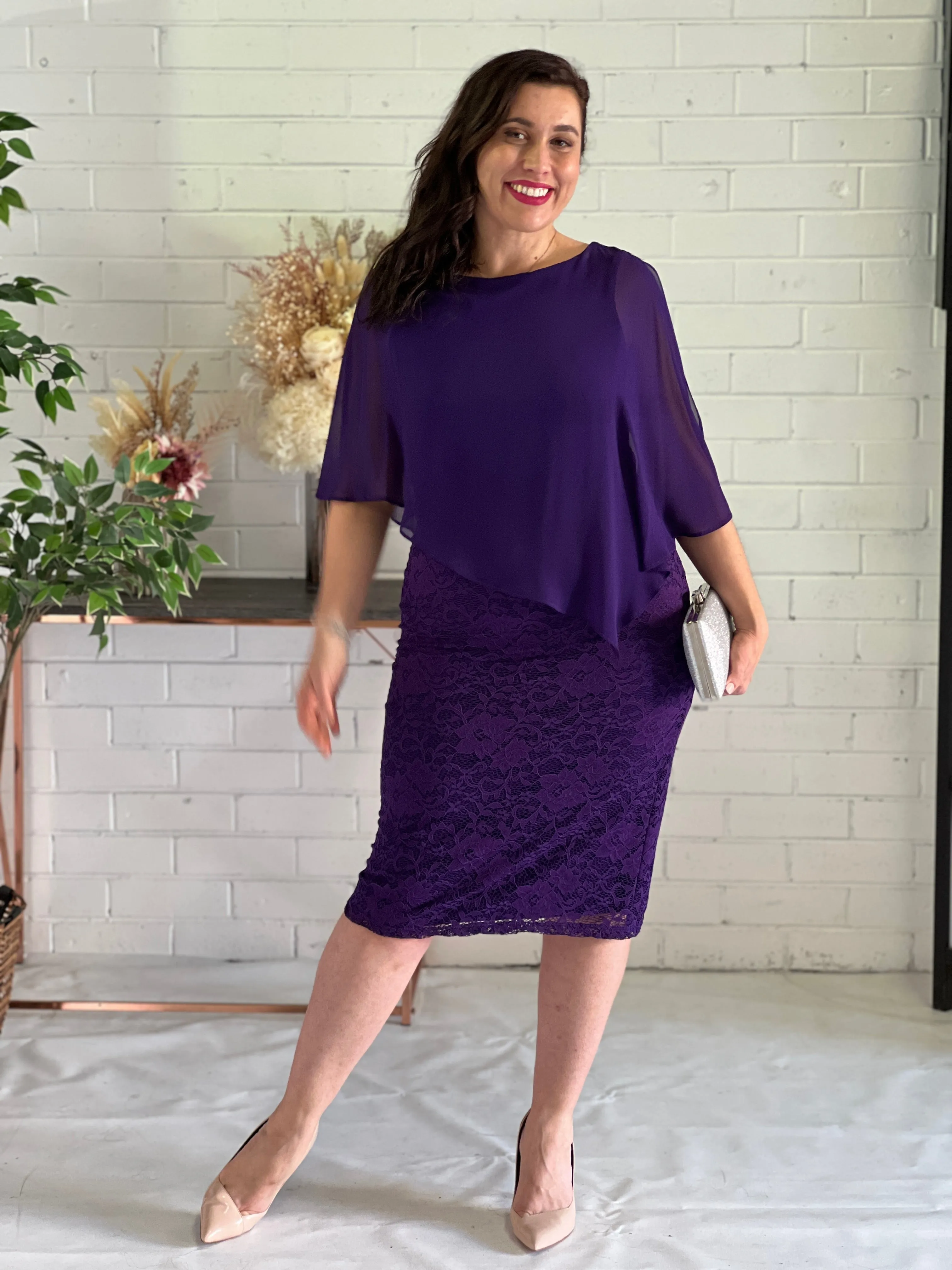 Geraldine Purple Lace Dress