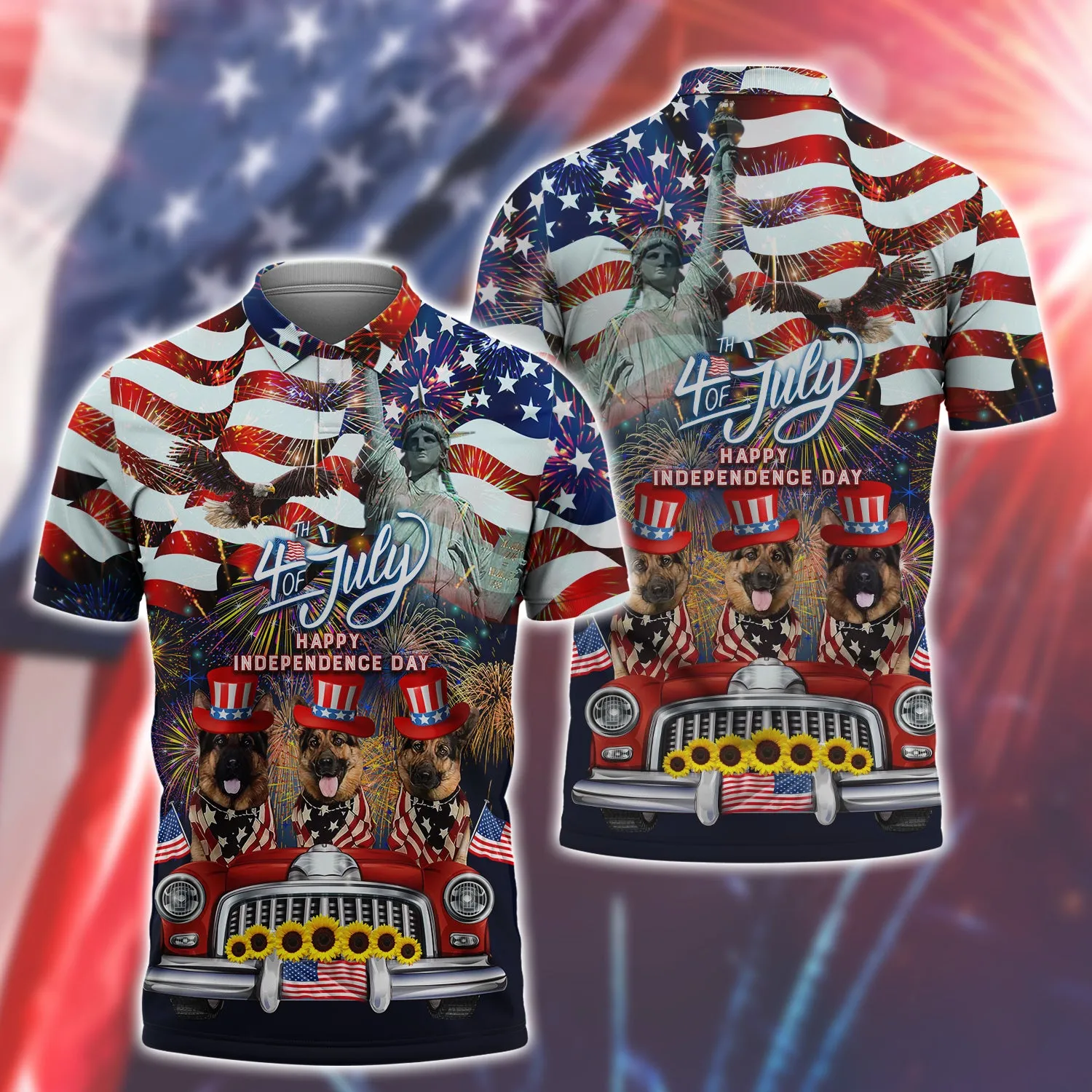 German Shepherd American Hawaiian Shirt - Independence Day Is Coming - 3D Full Print