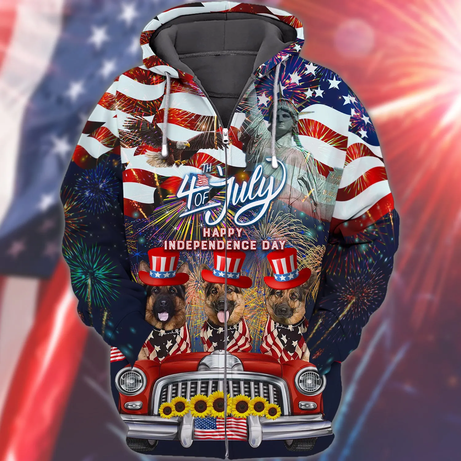 German Shepherd American Hawaiian Shirt - Independence Day Is Coming - 3D Full Print