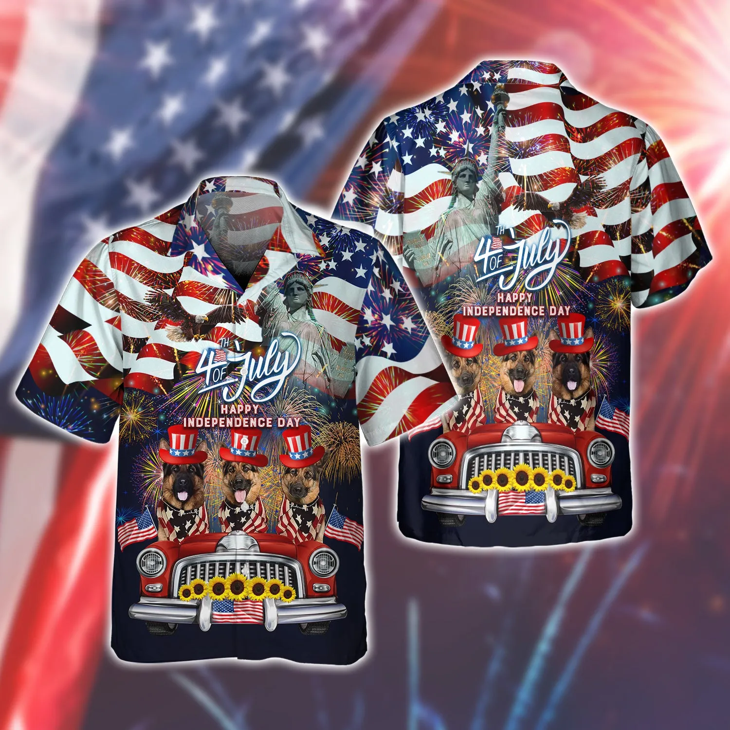 German Shepherd American Hawaiian Shirt - Independence Day Is Coming - 3D Full Print
