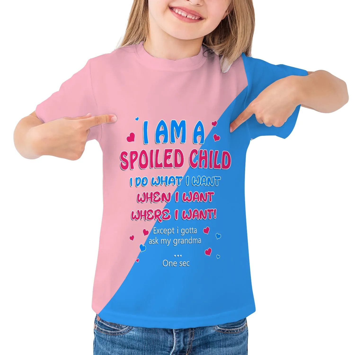 Gift for Grandkids I Am A Spoiled Child Personalized Name 3D Kid Tshirt 790 NA93