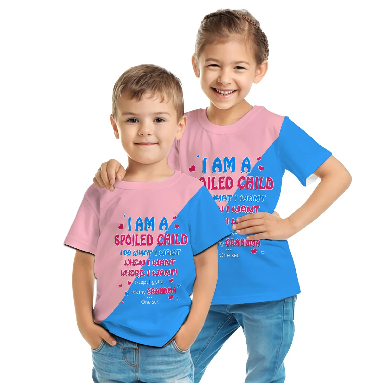 Gift for Grandkids I Am A Spoiled Child Personalized Name 3D Kid Tshirt 790 NA93