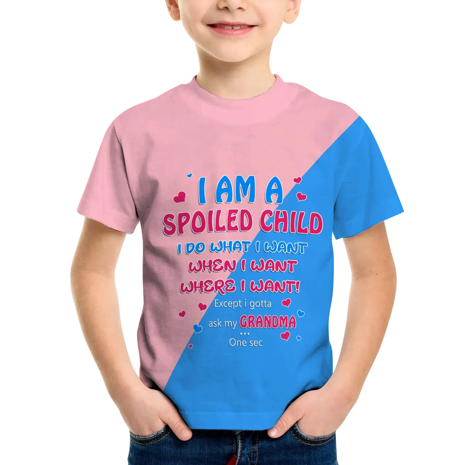 Gift for Grandkids I Am A Spoiled Child Personalized Name 3D Kid Tshirt 790 NA93