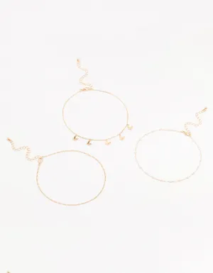 Gold Pearl Butterfly Chokers 3-Pack