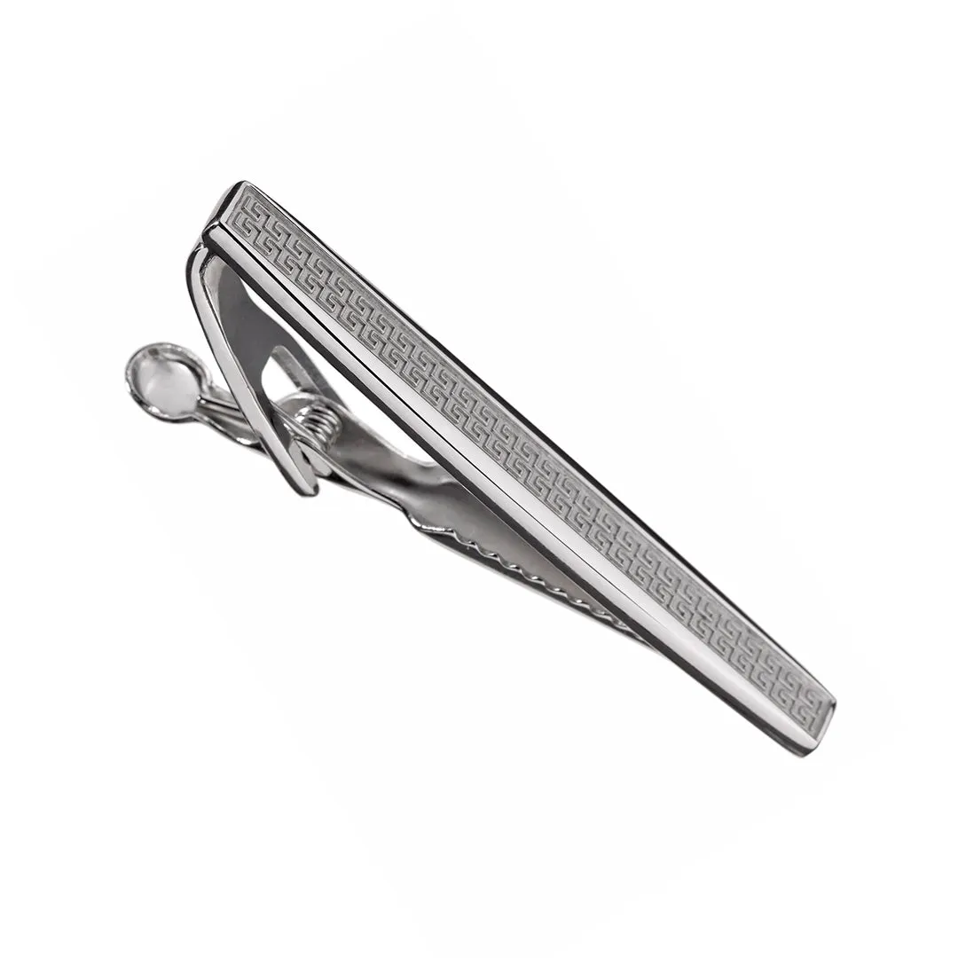 Greek Pattern Sterling Silver Tie Bar I Jan Leslie