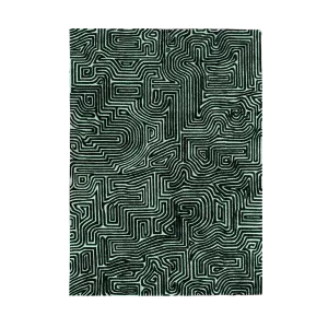 Green Maze Hand Tufted Wool Rug