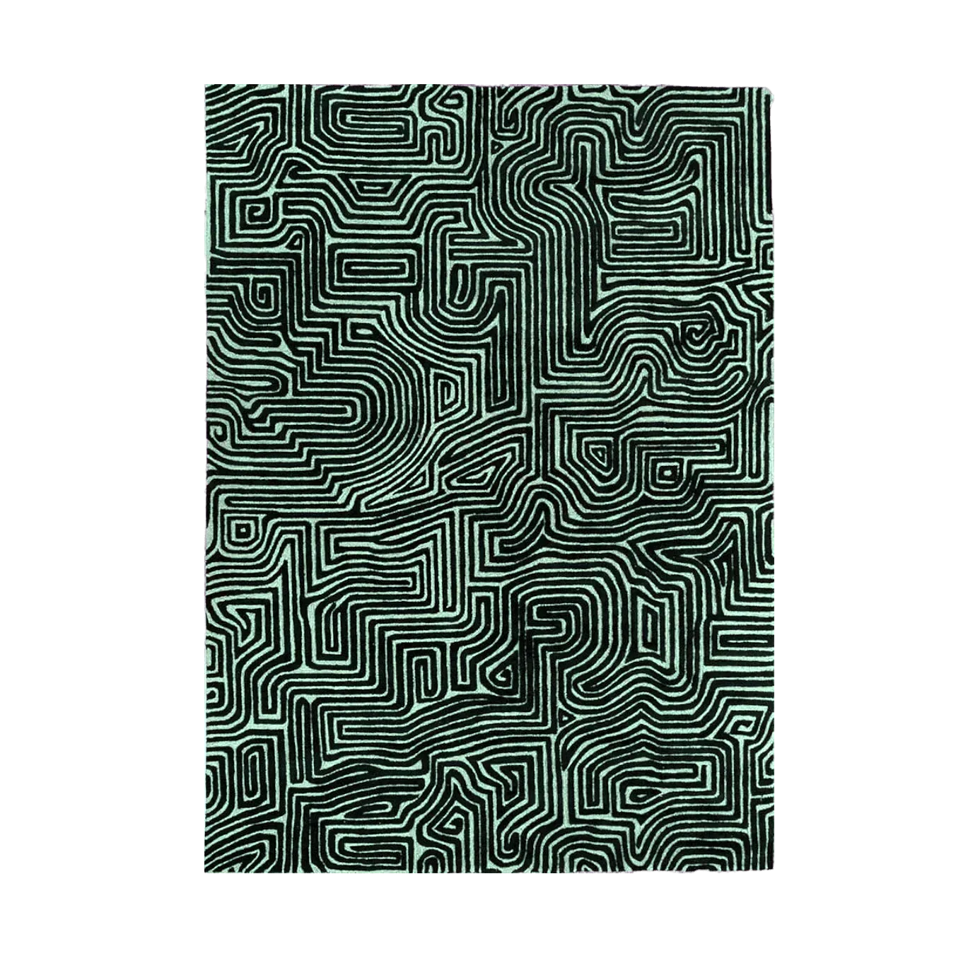 Green Maze Hand Tufted Wool Rug