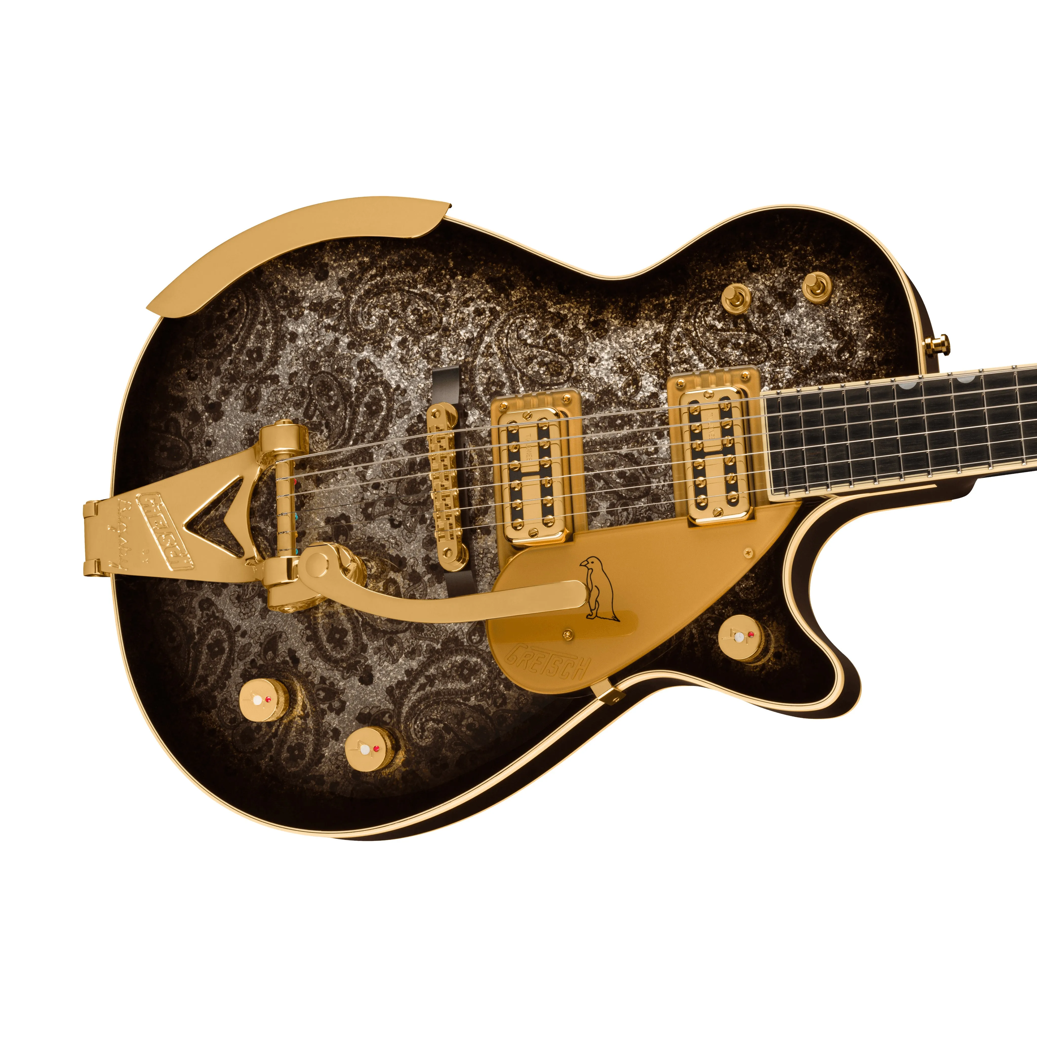 Gretsch G6134TG Limited Edition Paisley Penguin Electric Guitar w/String-Thru Bigsby, Black Paisley