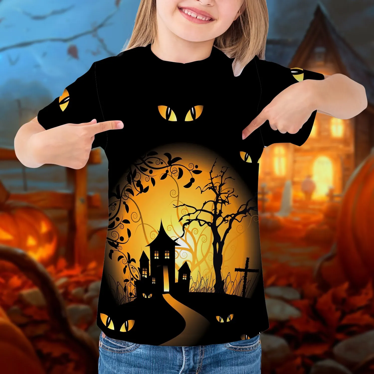 Halloween Is Comming Black Eye 3D Kid Tshirt 814 NA93