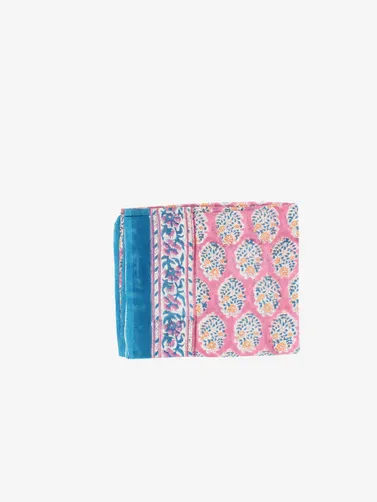 Handmade Block Print Sarong/Scarf Floral Blue & Pink