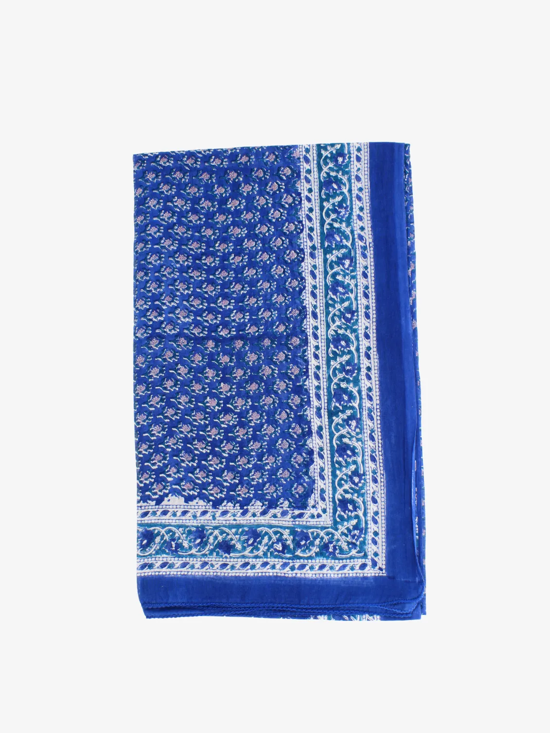 Handmade Block Print Sarong/Scarf Floral Blue