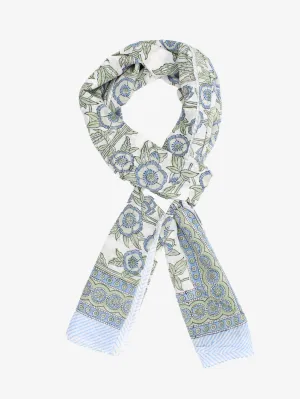 Handmade Block Print Sarong/Scarf Floral print on white
