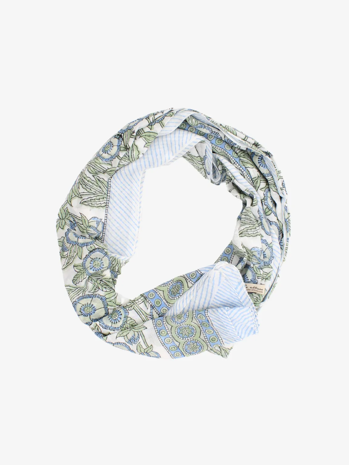 Handmade Block Print Sarong/Scarf Floral print on white