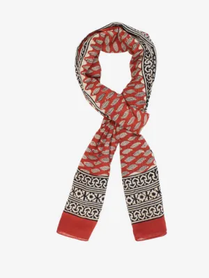 Handmade Block Print Sarong/Scarf Floral Red & Black