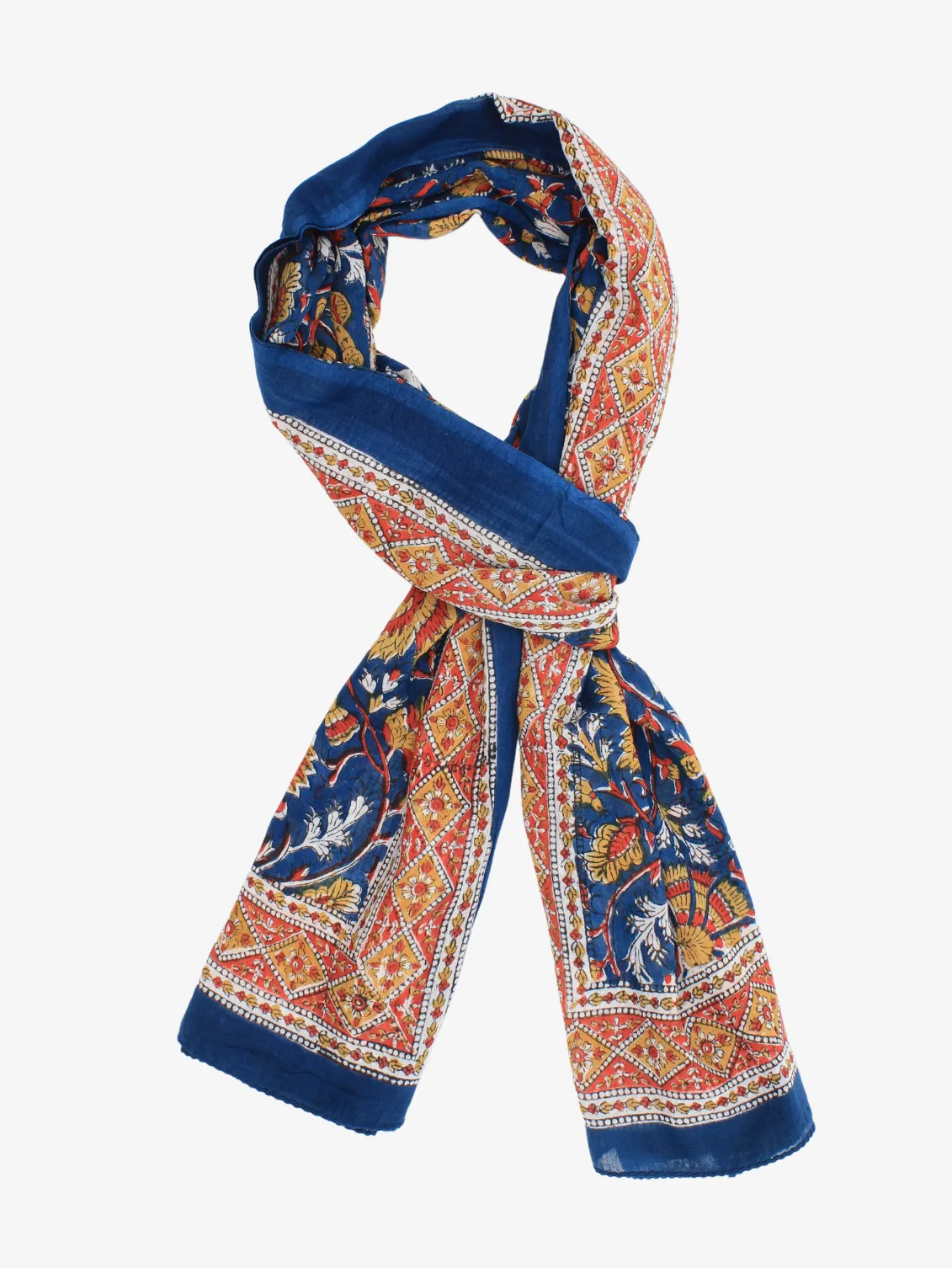 Handmade Block Print Sarong/Scarf in Royal Blue