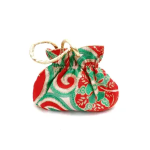 Handmade  Metallic Red/Gold  Paisley Brocade Purse 1970s Fabric