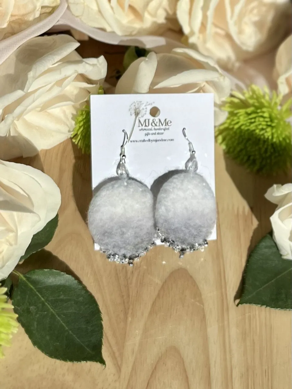 Heavenly Boho Beaded Felt Earrings