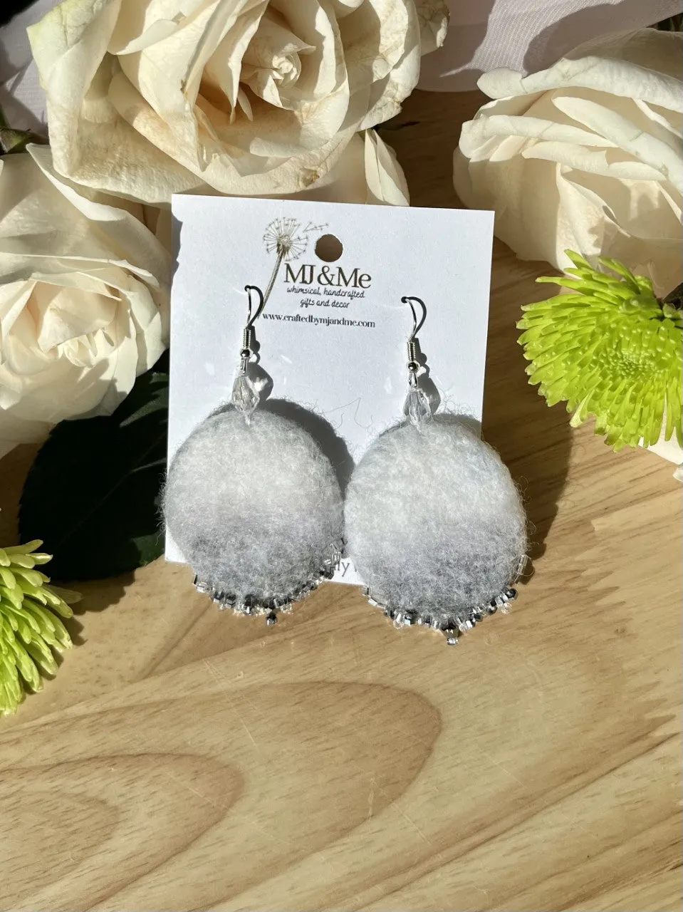 Heavenly Boho Beaded Felt Earrings