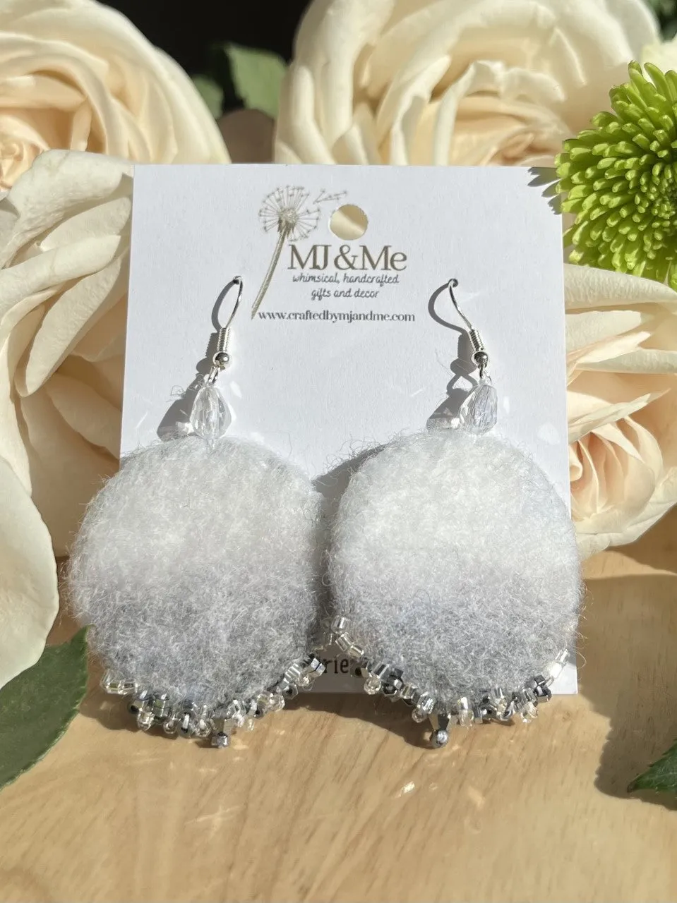 Heavenly Boho Beaded Felt Earrings