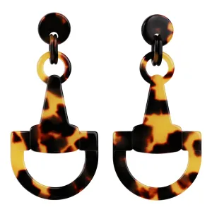 Horsebit Large Dark Tortoiseshell Stud Earrings