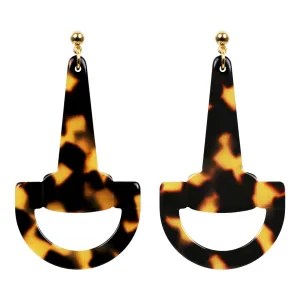 Horsebit Medium Dark Tortoiseshell Stud Earrings