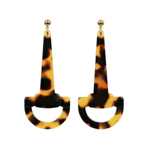 Horsebit Small Dark Tortoiseshell Stud Earrings