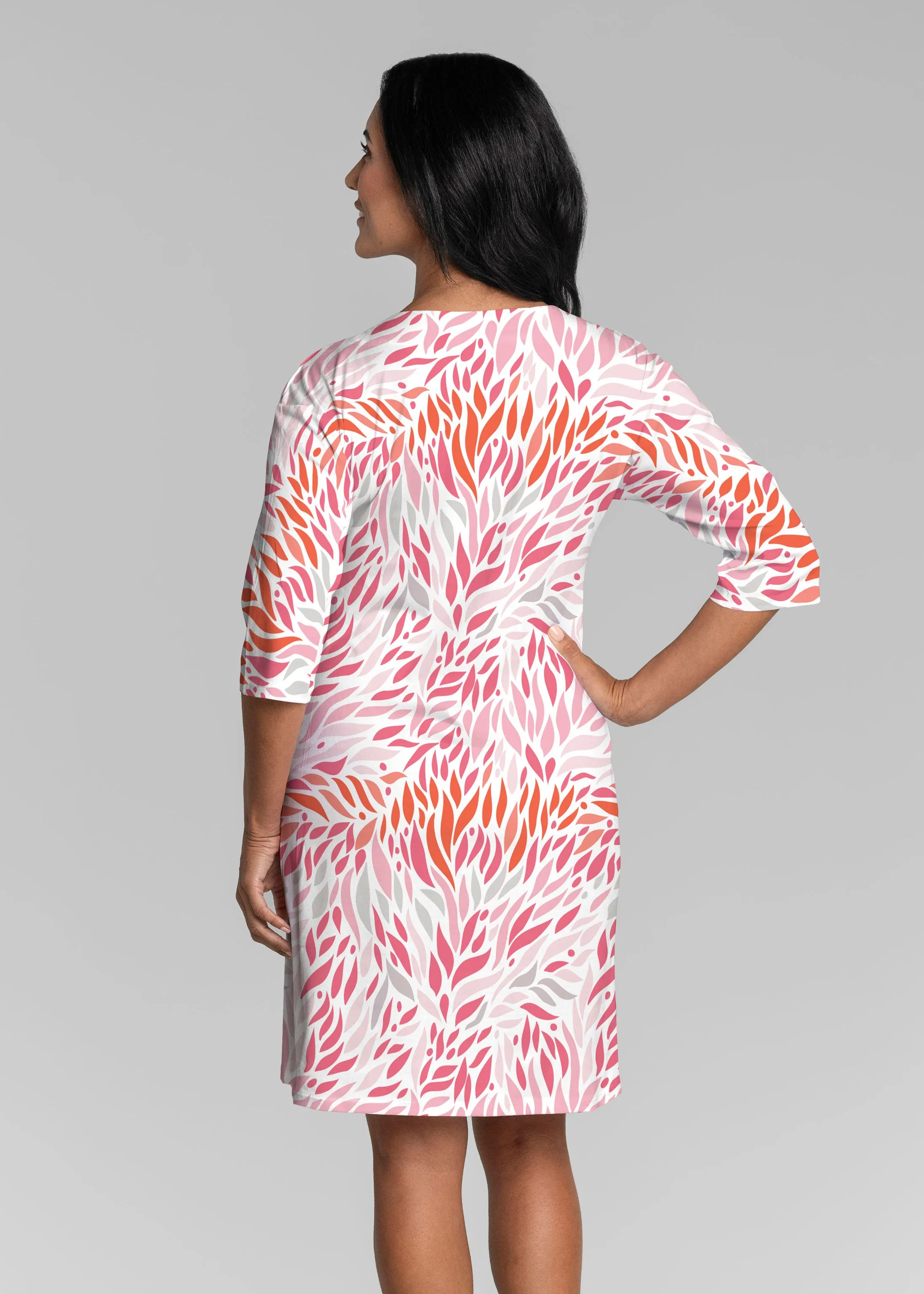 Hotsy Totsy Pink (8145) ~ Lucy 3/4 Sleeve V-Neck Dress