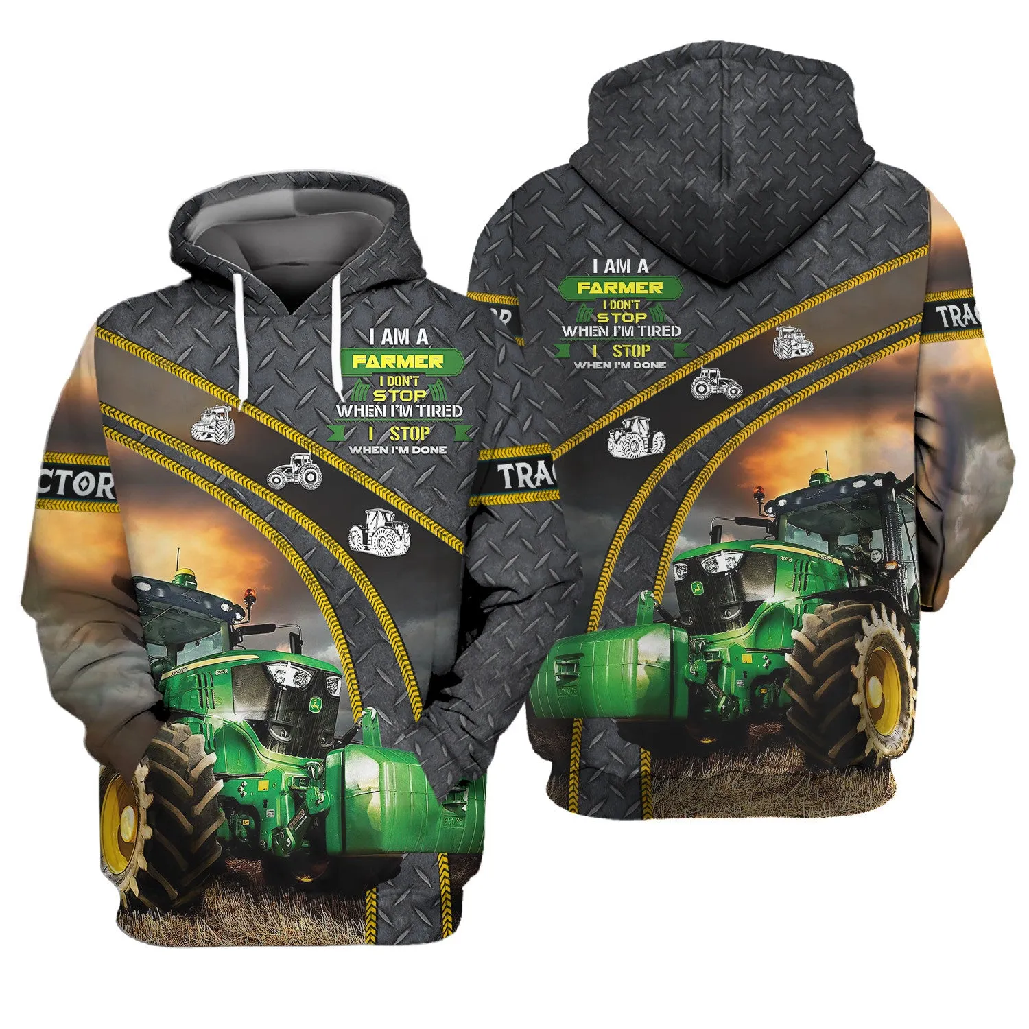 I Am A Farmer I Don’t Stop When I’m Tired I Stop When I’m Done 3D Hoodie, 3D Zipper Hoodie,...