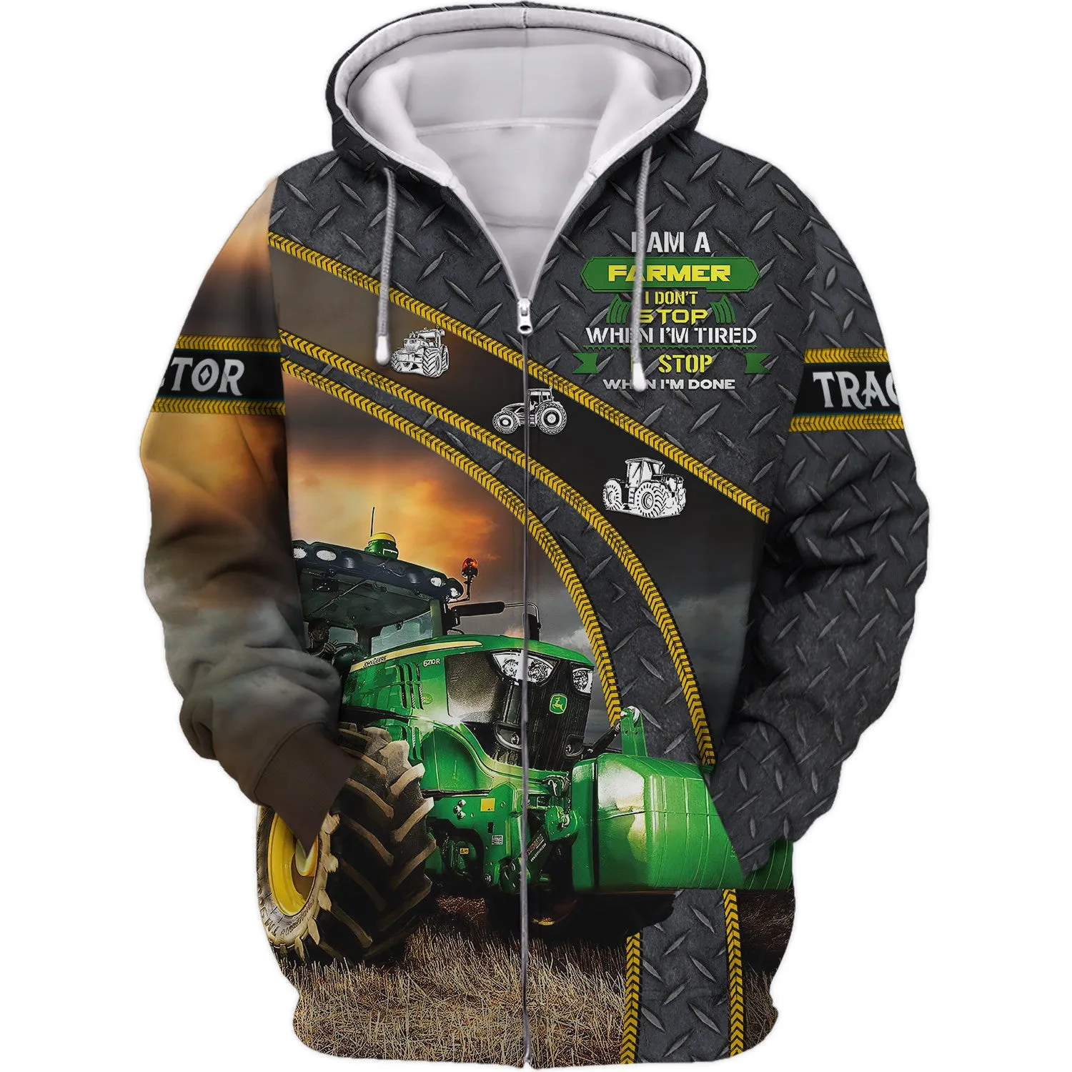 I Am A Farmer I Don’t Stop When I’m Tired I Stop When I’m Done 3D Hoodie, 3D Zipper Hoodie,...