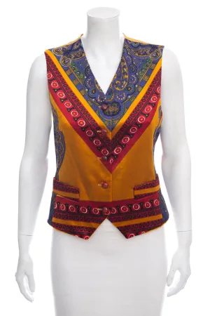 Iceberg Vintage Multi Color Paisley Velveteen Vest SZ 42