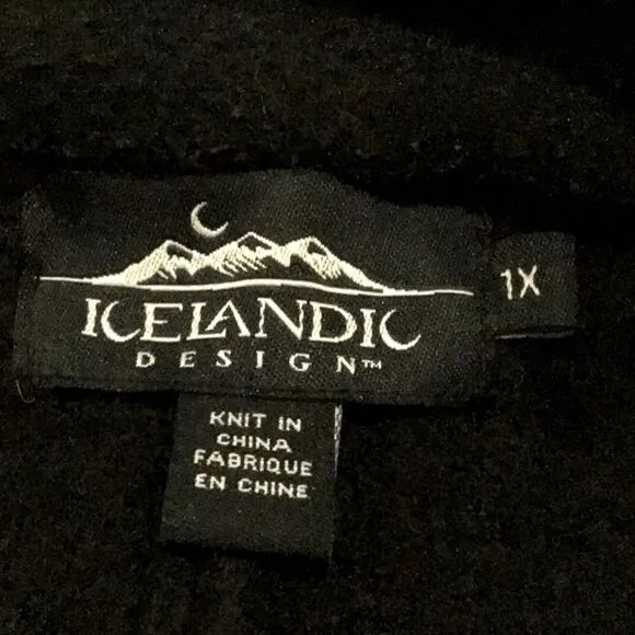 Icelandic Design Black White Nordic Design 100% Wool Sweater Coat