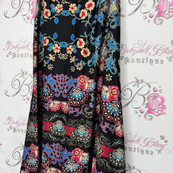 In bloom dress paisley lace black red white blue floral boho open back soft luxe