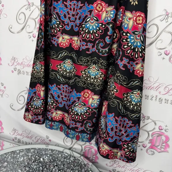 In bloom dress paisley lace black red white blue floral boho open back soft luxe