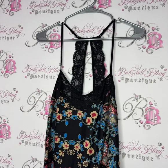 In bloom dress paisley lace black red white blue floral boho open back soft luxe