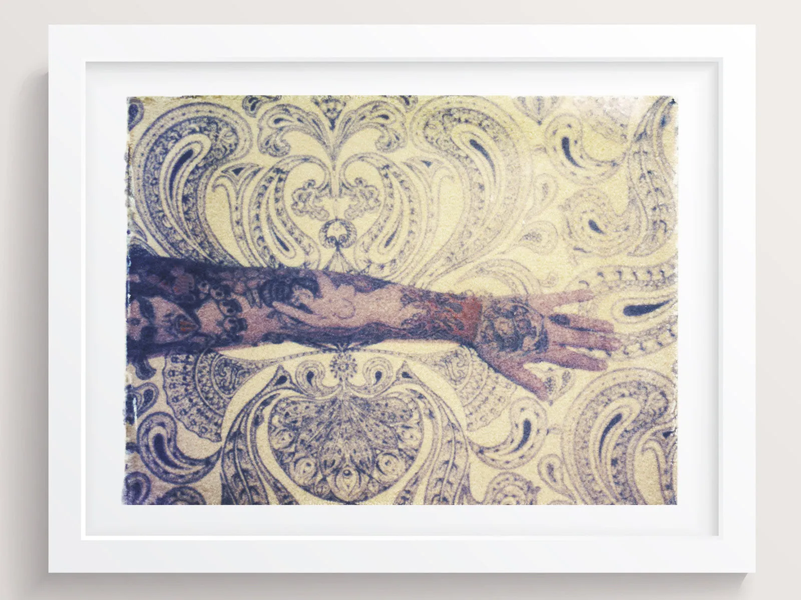 Ink spilled onto paisley