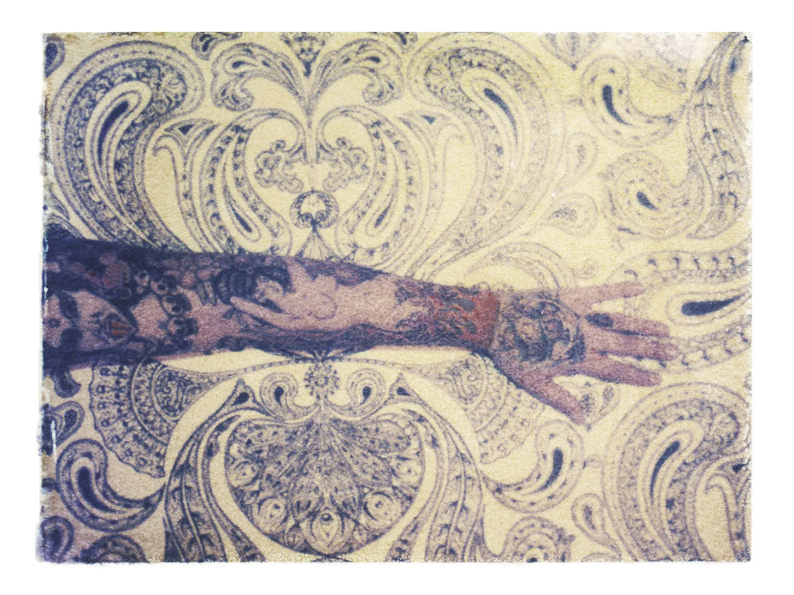 Ink spilled onto paisley